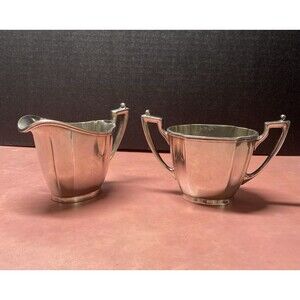 Depression Era Sugar Bowl & Creamer Wallace Silver Nancy Deane Made In USA 1930s